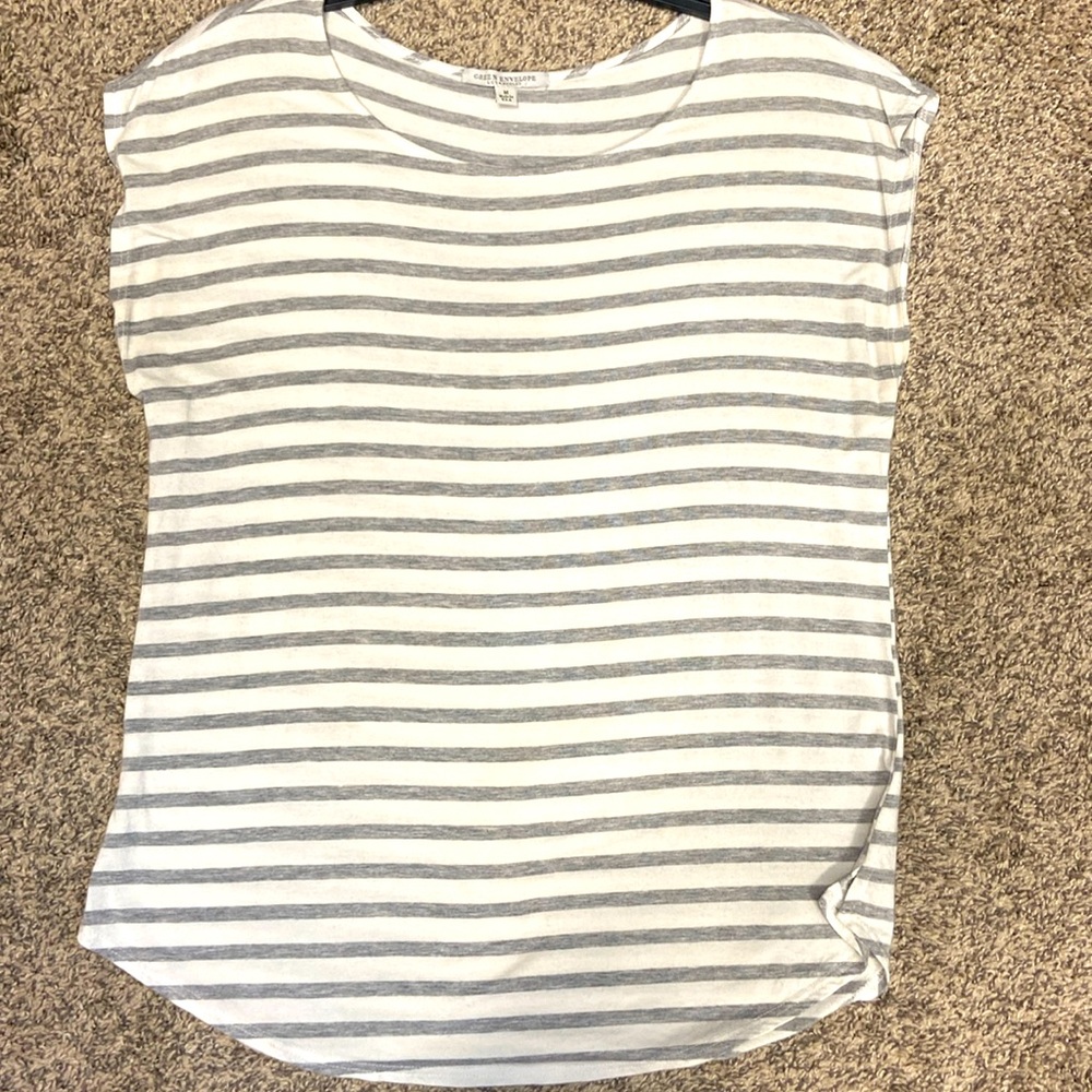 Green Envelope, Sz. Medium, Soft Knit, Striped Sleeveless Shirt